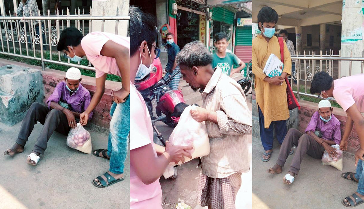 করোনা দূর্যোগে মানবিক সহায়তা নিয়ে অসহায়দের পাশে ছাত্রলীগ নেতা অপু