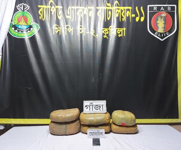 কুমিল্লায় টমছম ব্রীজ এলাকা হতে গাঁজাসহ ০১ জন আটক