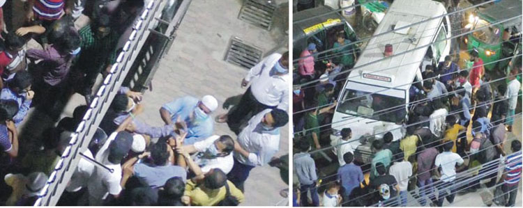 কুমিল্লা বিশ্ববিদ্যালয় বাস স্টাফের সাথে এ্যাম্বুলেন্স চালকদের সংঘর্ষ