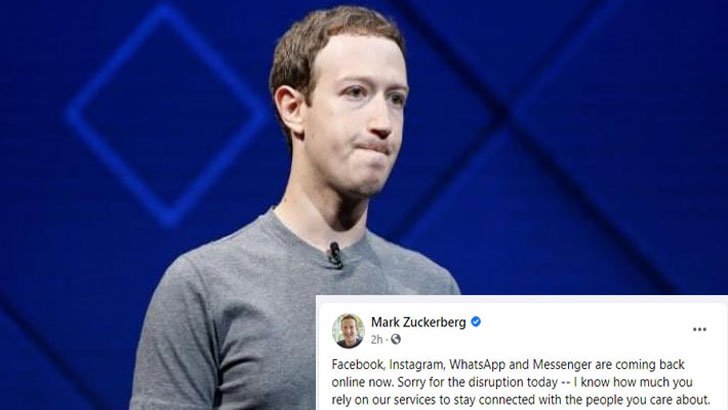 ফেসবুক বন্ধ থাকায় জাকারবার্গের দুঃখ প্রকাশ