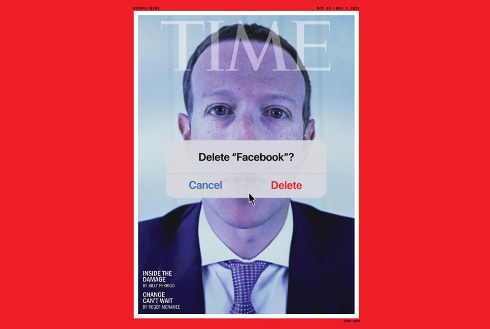 ফেসবুক ডিলিট, টাইম ম্যাগাজিন প্রচ্ছদে ঢেকে দেওয়া হল জাকারবার্গের চেহারা!
