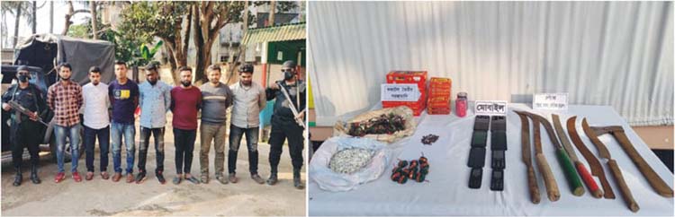 কুমিল্লায় ককটেল দেশীয় অস্ত্রসহ আটক সাত