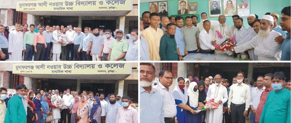 মুদাফরগঞ্জ আলী নওয়াব উচ্চ বিদ্যালয় ও কলেজের সভাপতি এডভোকেট মোঃ আবু তাহের কুমিল্লা আইনজীবী সমিতির সাধারণ সম্পাদক নির্বাচিত হওয়ার পর প্রতিষ্ঠানে আসলে ফুলেল শুভেচ্ছায় সিক্ত