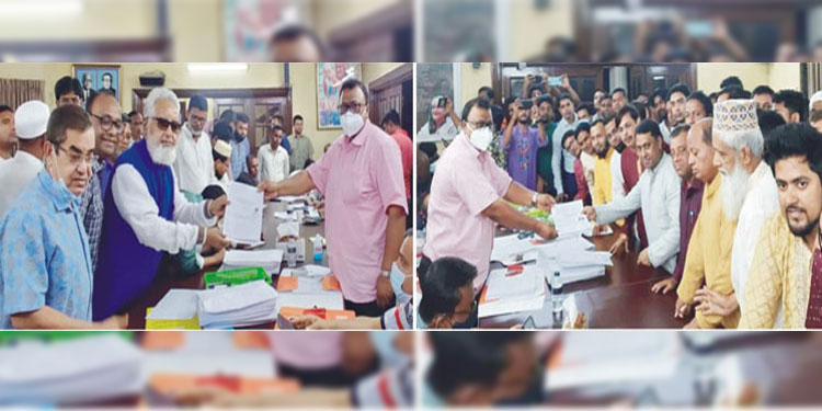 দলীয় মনোনয়ন ফরম জমা দিচ্ছেন আওয়ামী লীগ নেতারা 